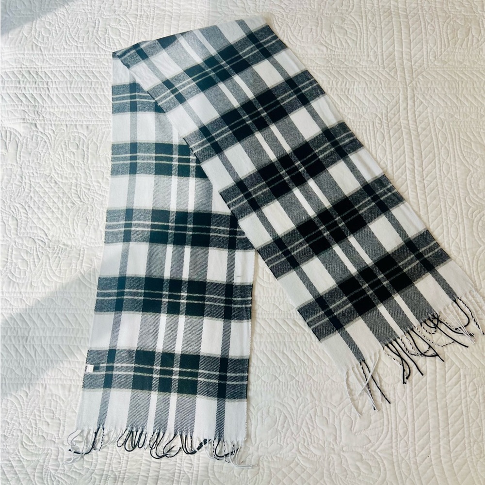 Classic Black and White Plaid Scarf